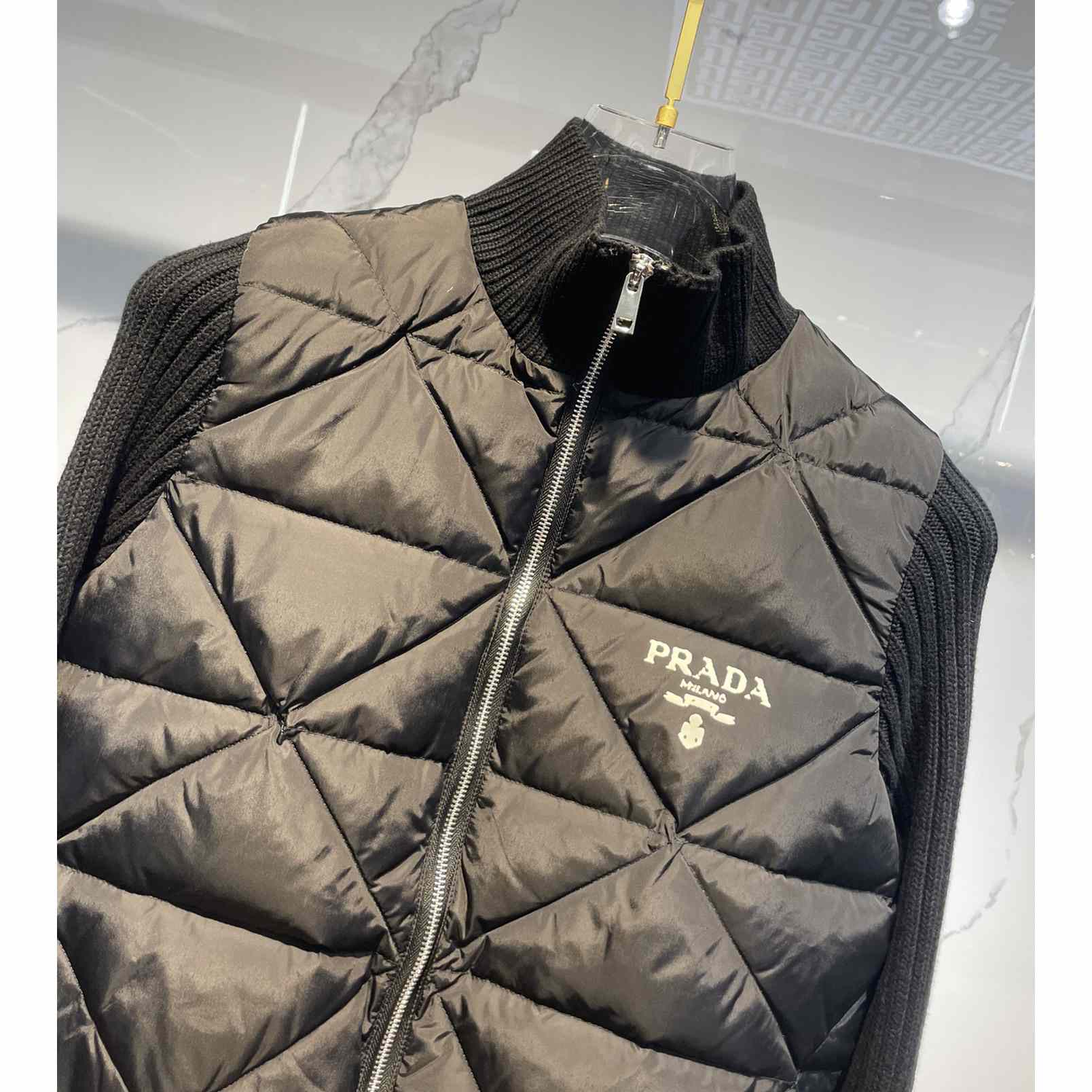 Prada Quilted Re-Nylon And Cashmere Jacket - PerfectKickZ