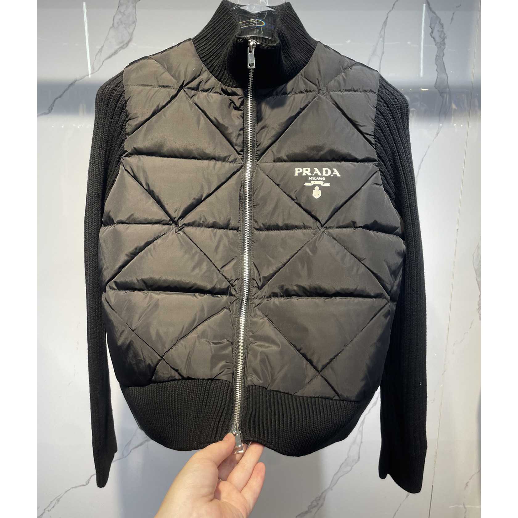 Prada Quilted Re-Nylon And Cashmere Jacket - PerfectKickZ