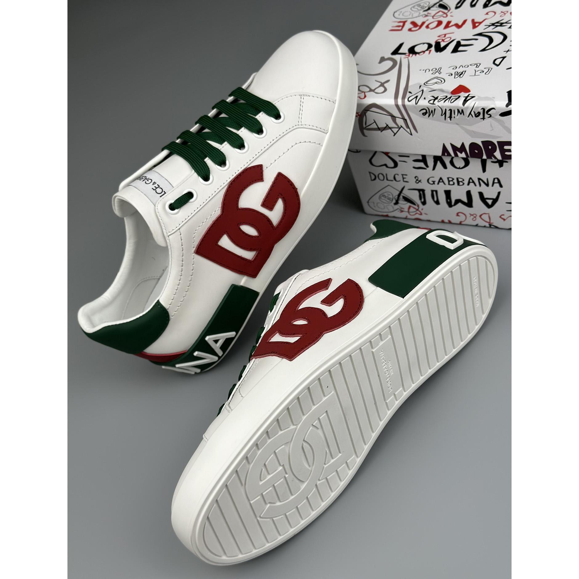 Dolce & Gabbana Calfskin Portofino Sneakers With DG Logo - PerfectKickZ
