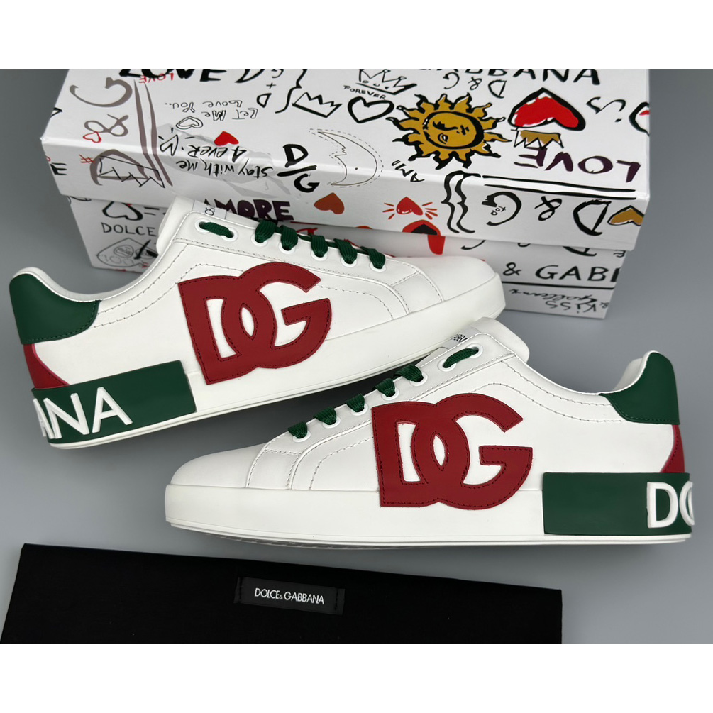 Dolce & Gabbana Calfskin Portofino Sneakers With DG Logo - PerfectKickZ