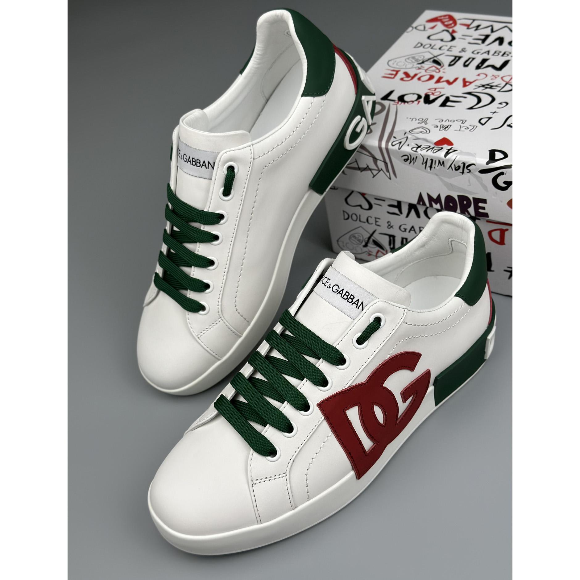 Dolce & Gabbana Calfskin Portofino Sneakers With DG Logo - PerfectKickZ