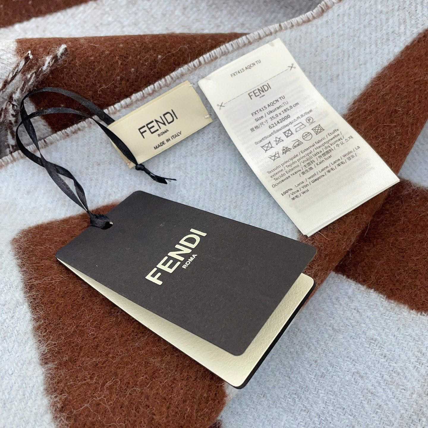 Fendi Brown And Light Blue Wool Scarf  - PerfectKickZ
