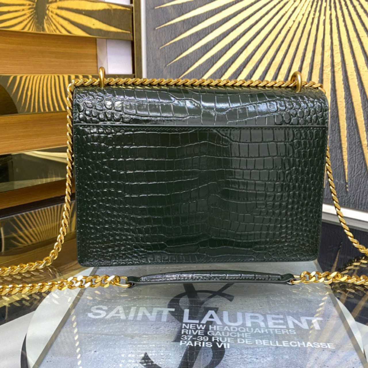 Saint Laurent Sunset Medium In Crocodile Embossed Leather(22-8-16cm) - PerfectKickZ