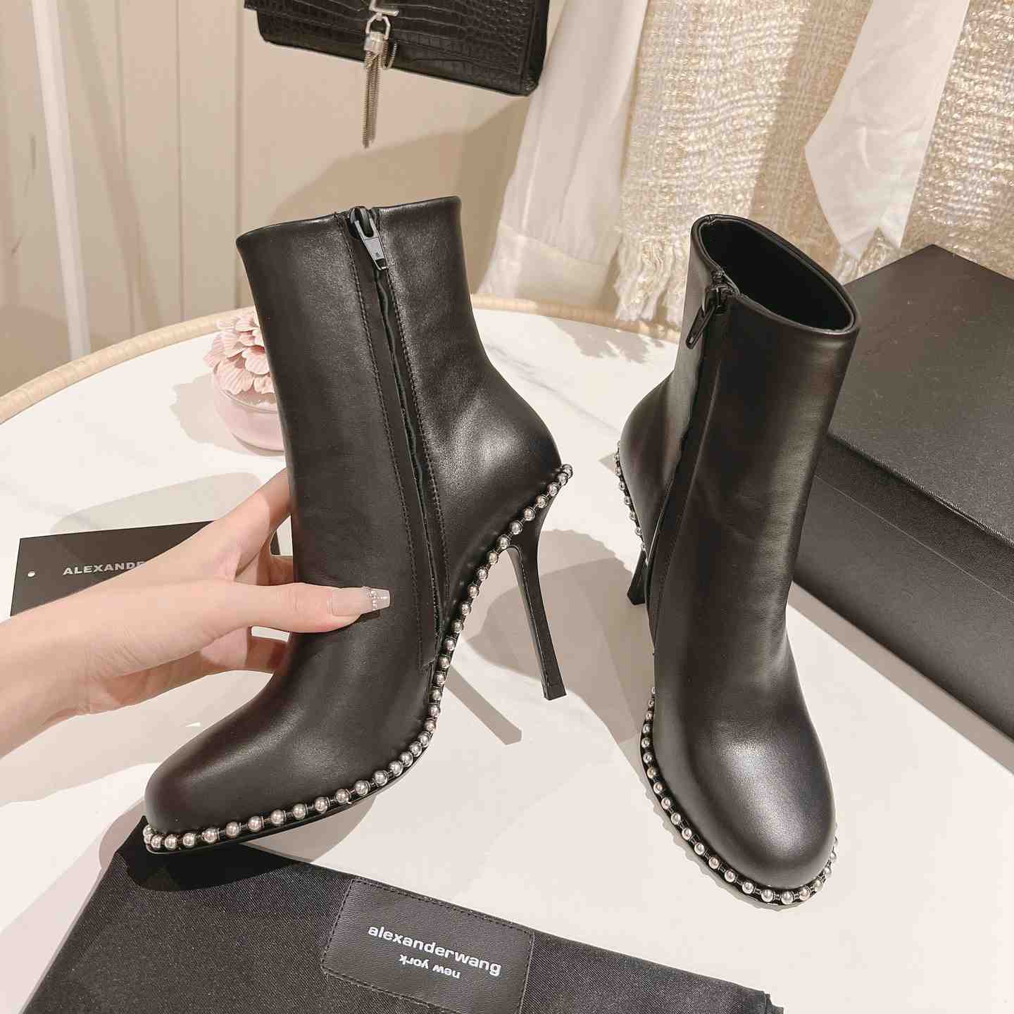 Alexander Wang Nova Round Toe Ankle Boot In Leather - PerfectKickZ