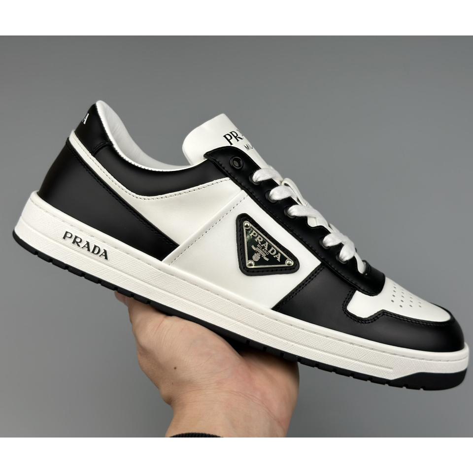 Prada Downtown Perforated Leather Sneakers - PerfectKickZ