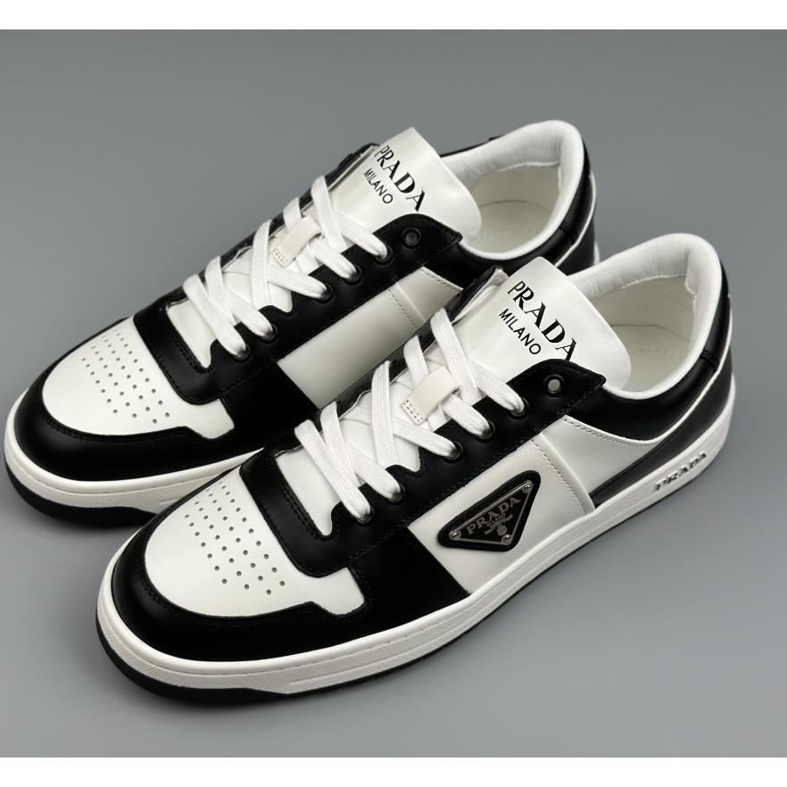 Prada Downtown Perforated Leather Sneakers - PerfectKickZ