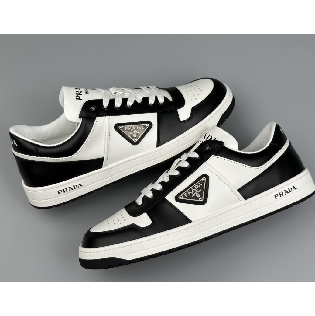 Prada Downtown Perforated Leather Sneakers - PerfectKickZ