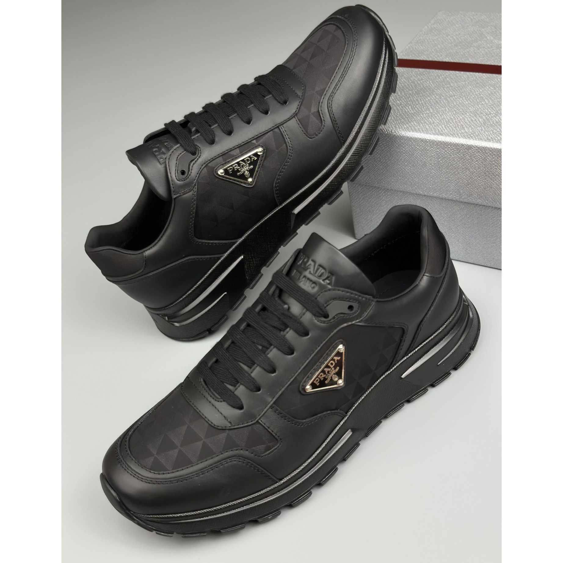 Prada Leather And Re-Nylon High-top Sneakers - PerfectKickZ