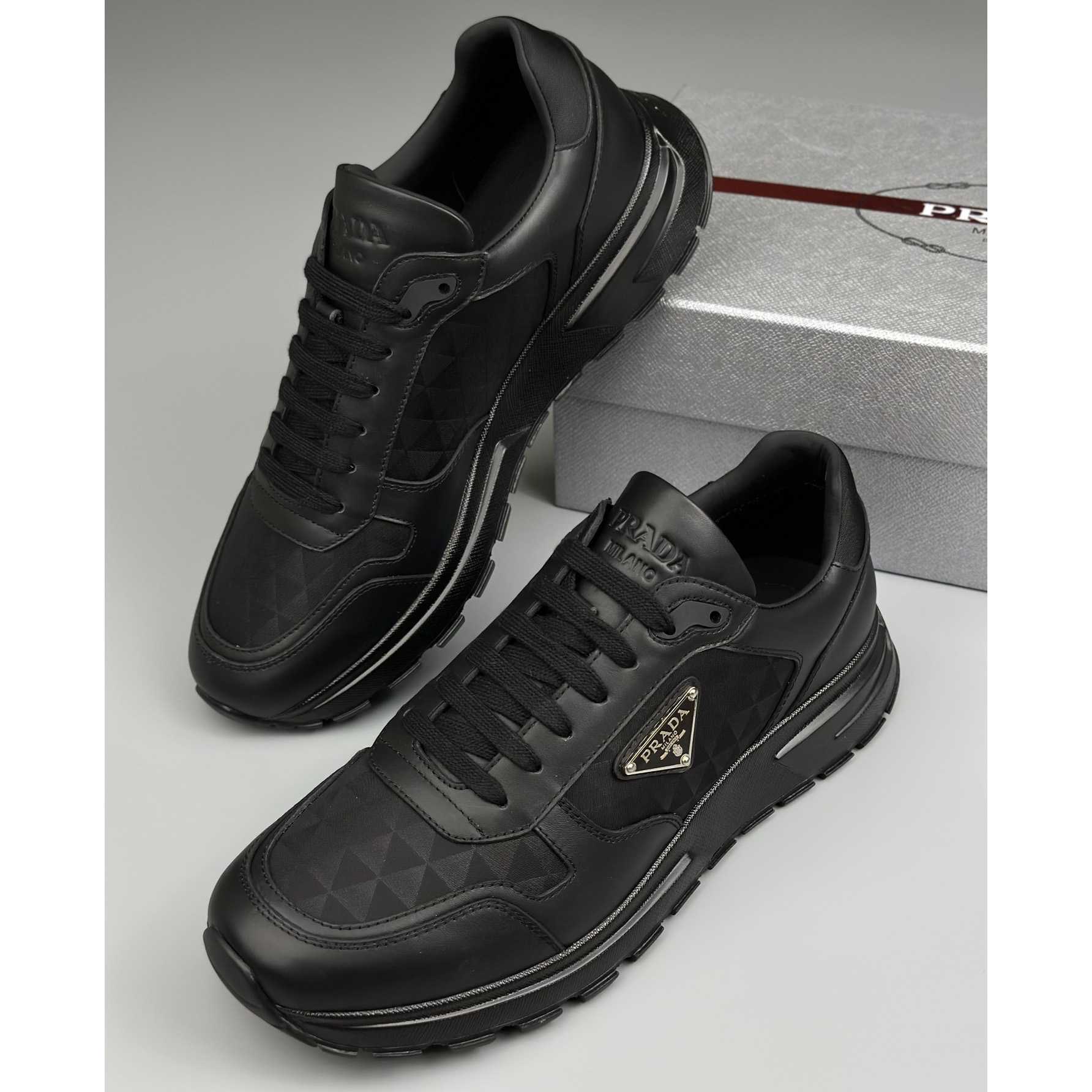 Prada Leather And Re-Nylon High-top Sneakers - PerfectKickZ