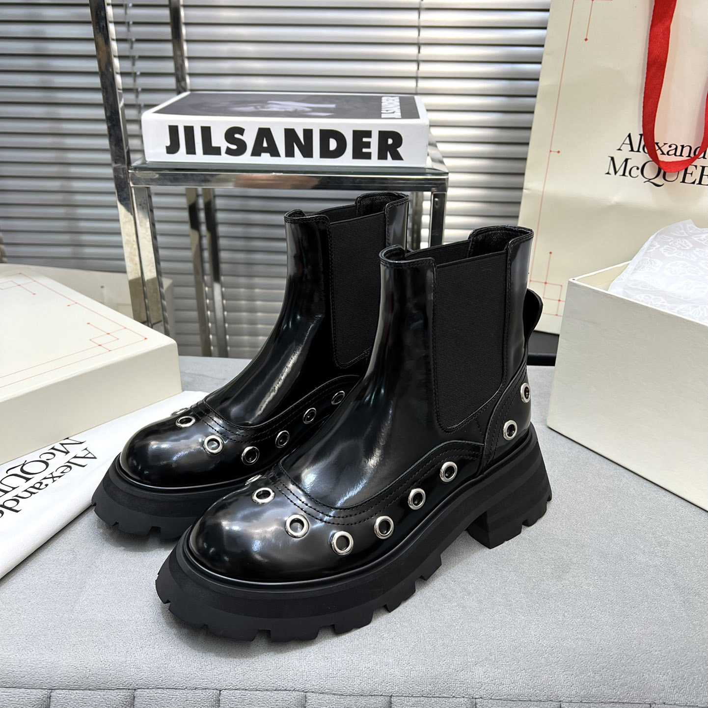 Alexander Mcqueen Stud Embellishment Ankle Boots - PerfectKickZ
