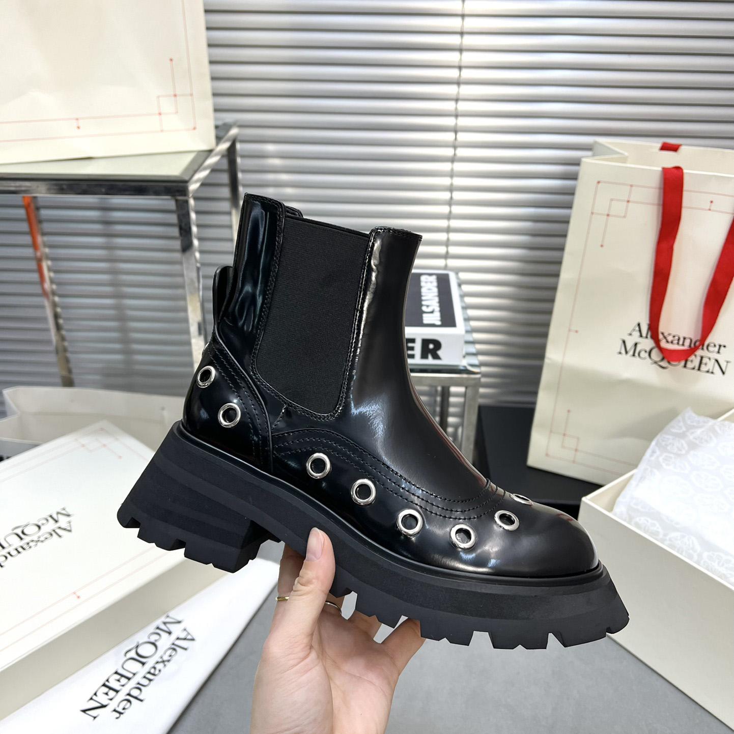 Alexander Mcqueen Stud Embellishment Ankle Boots - PerfectKickZ