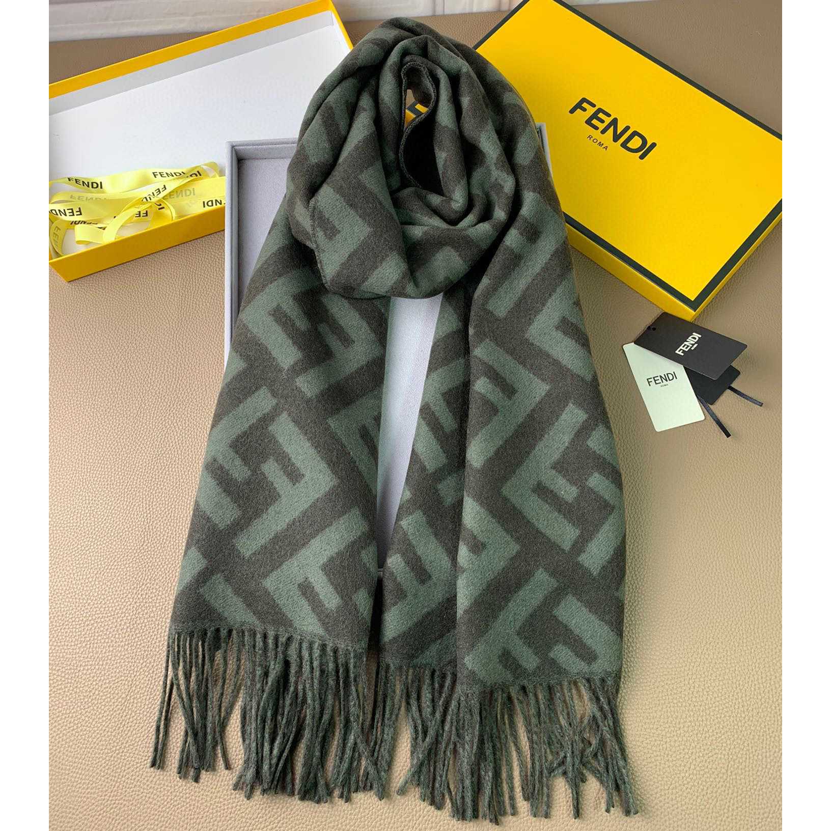 Fendi Green Cashmere Scarf - PerfectKickZ