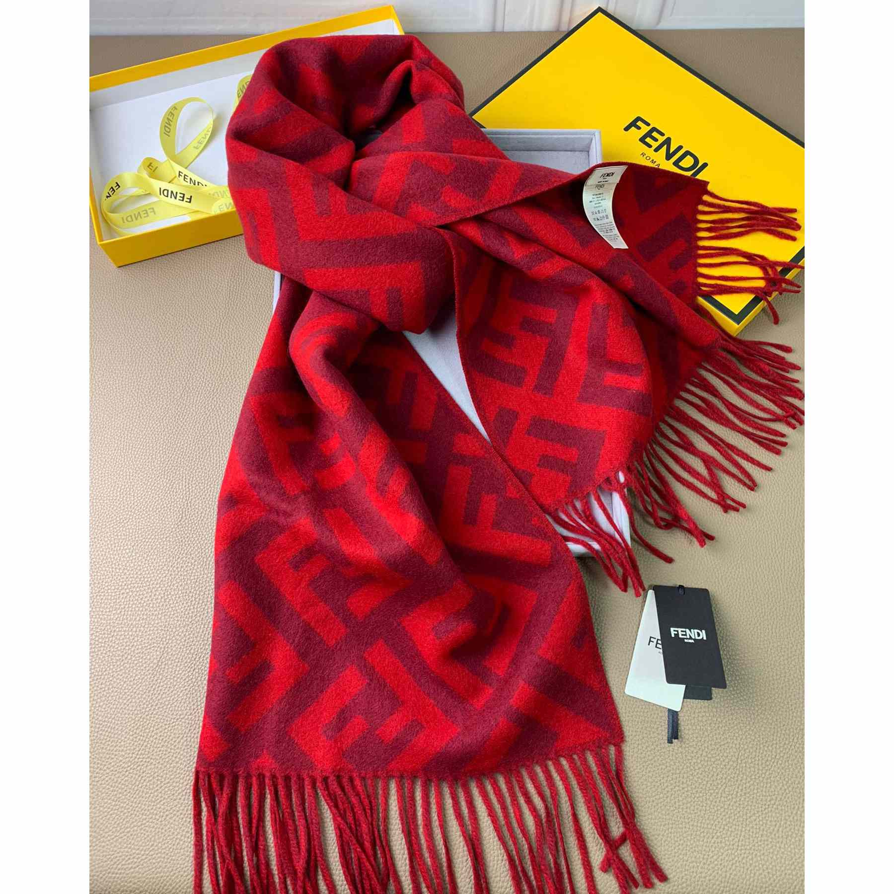 Fendi Red Cashmere Scarf - PerfectKickZ