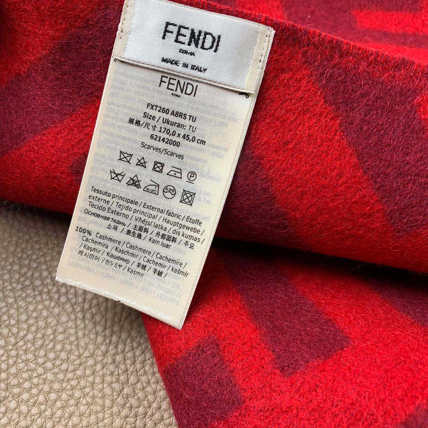Fendi Red Cashmere Scarf - PerfectKickZ