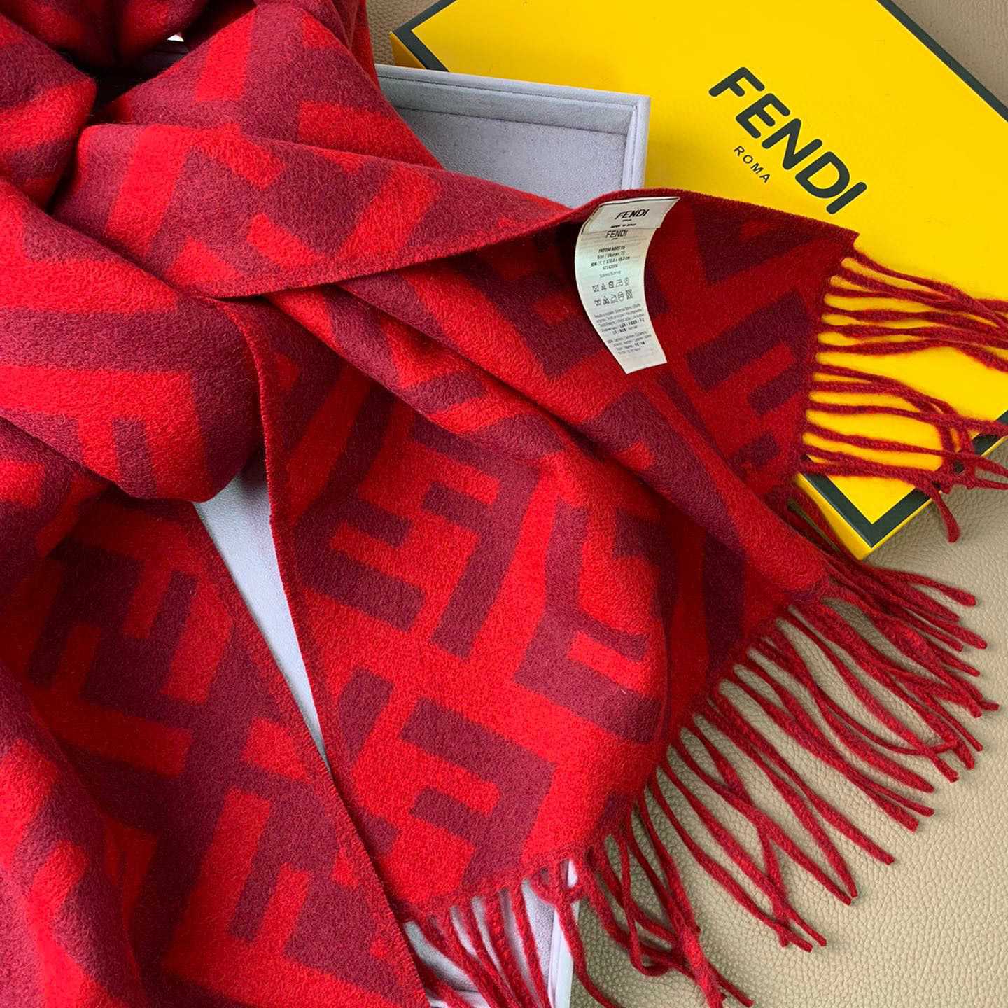 Fendi Red Cashmere Scarf - PerfectKickZ