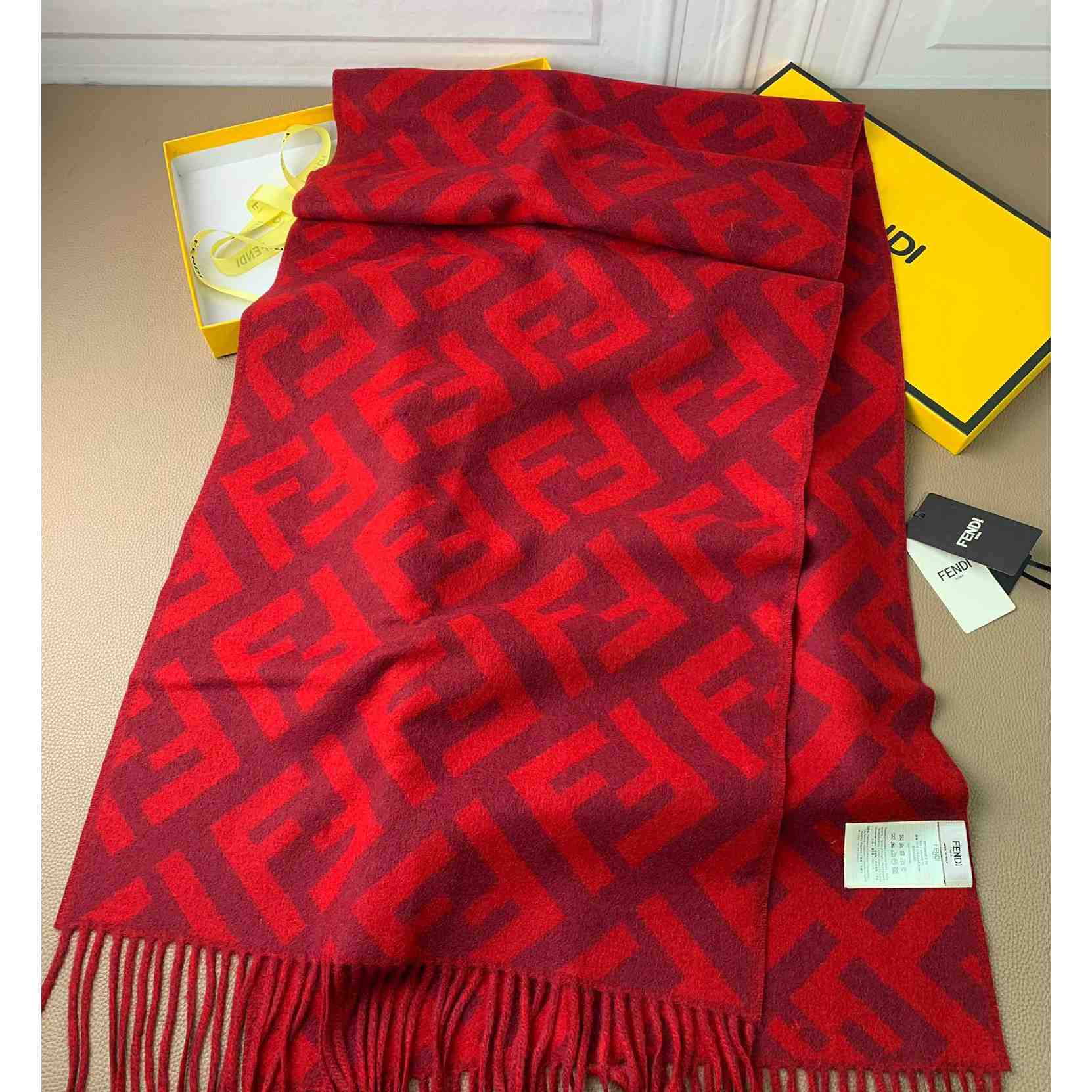 Fendi Red Cashmere Scarf - PerfectKickZ