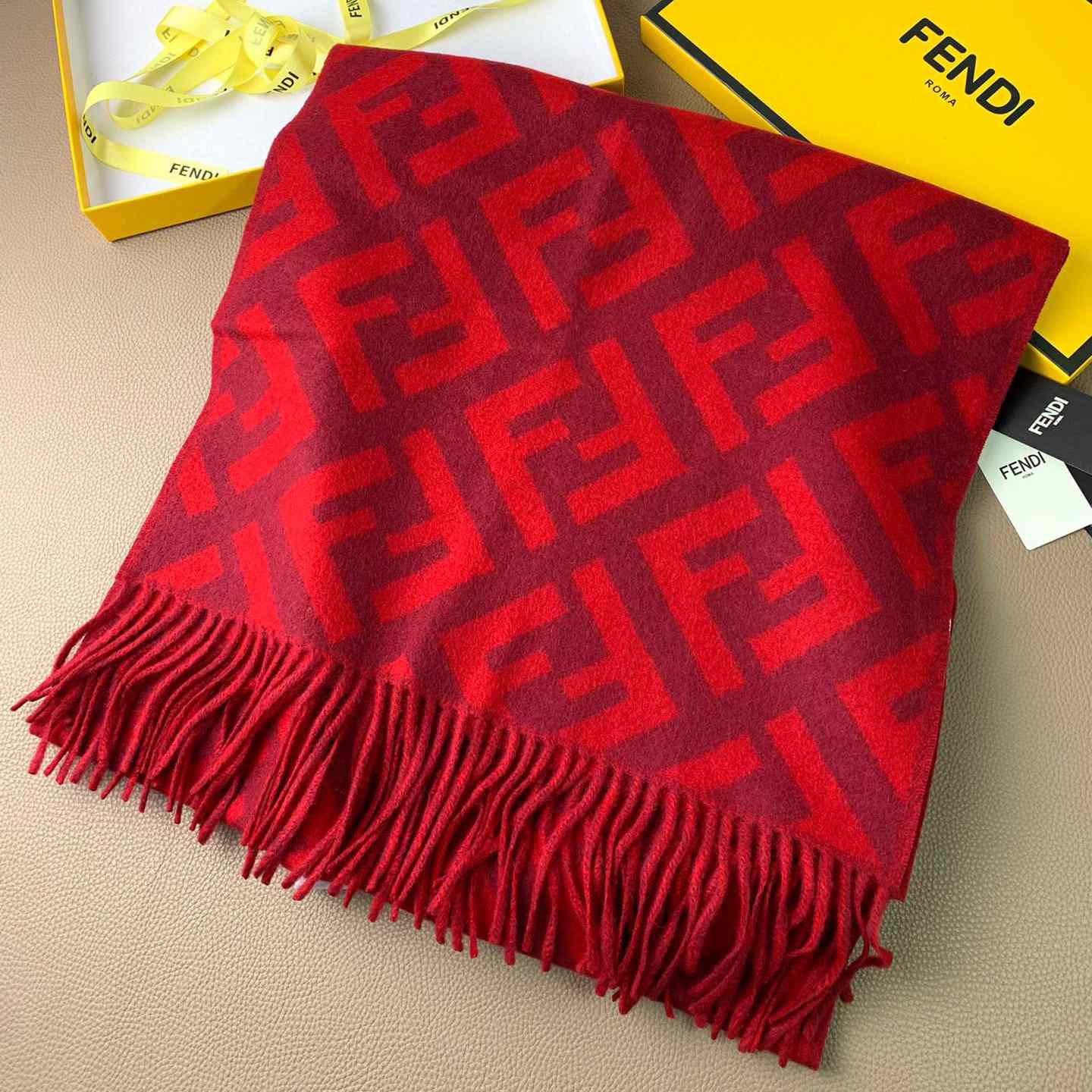 Fendi Red Cashmere Scarf - PerfectKickZ