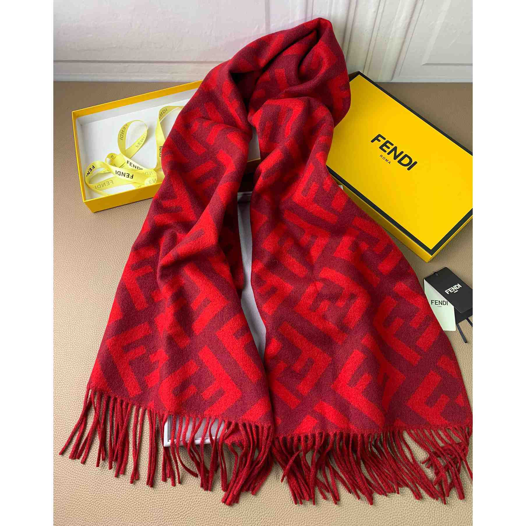 Fendi Red Cashmere Scarf - PerfectKickZ