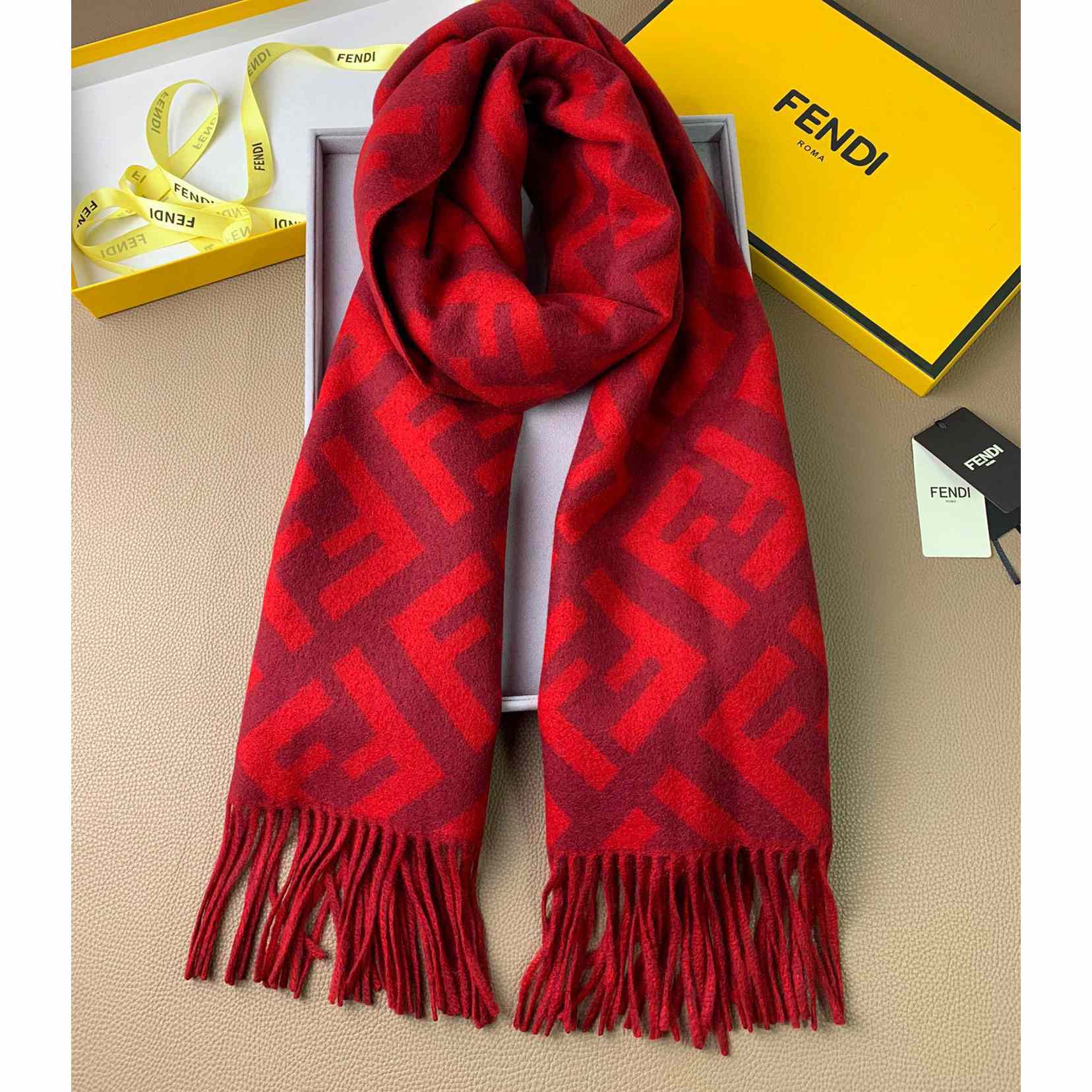 Fendi Red Cashmere Scarf - PerfectKickZ