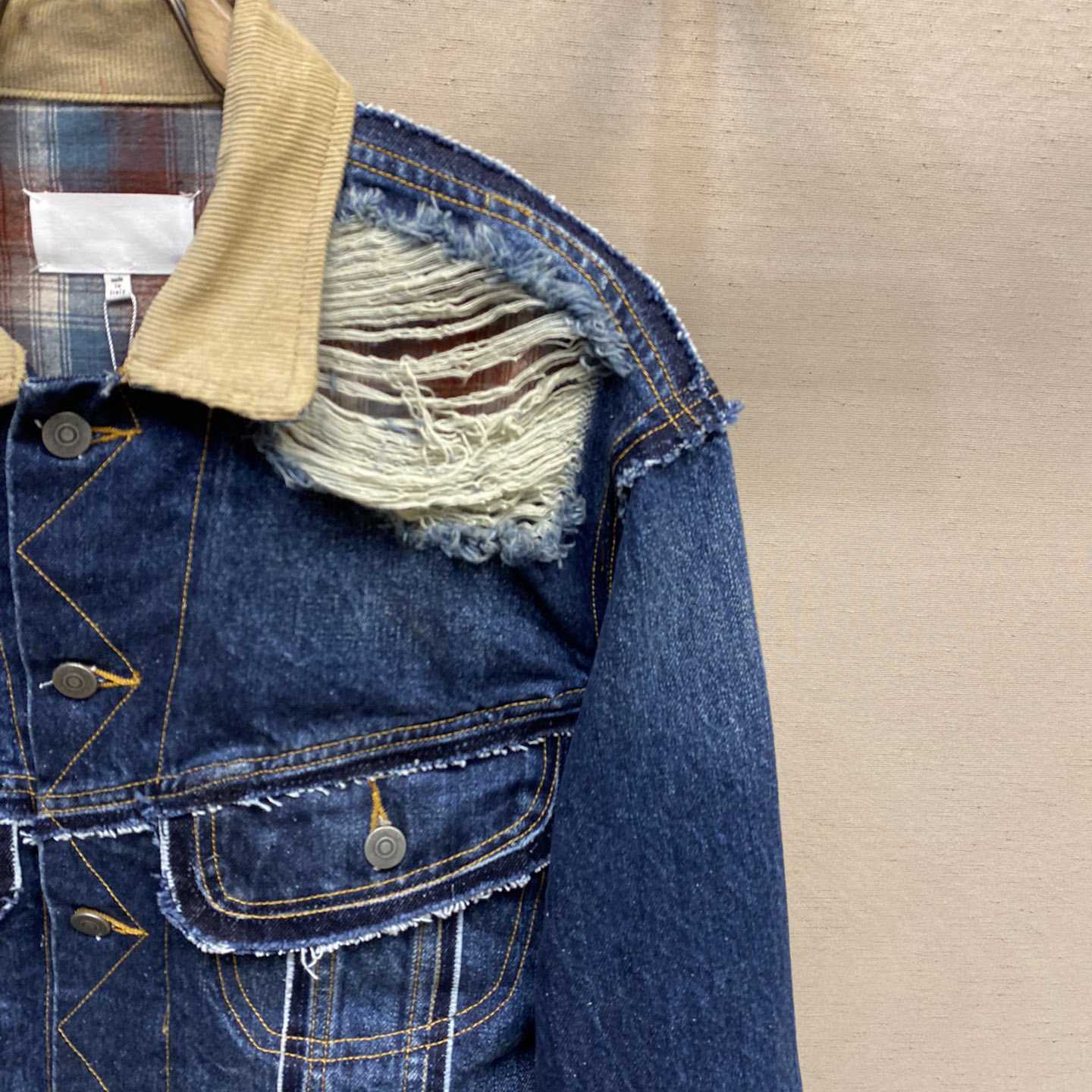Maison Margiela Ripped-detail Denim Jacket - PerfectKickZ
