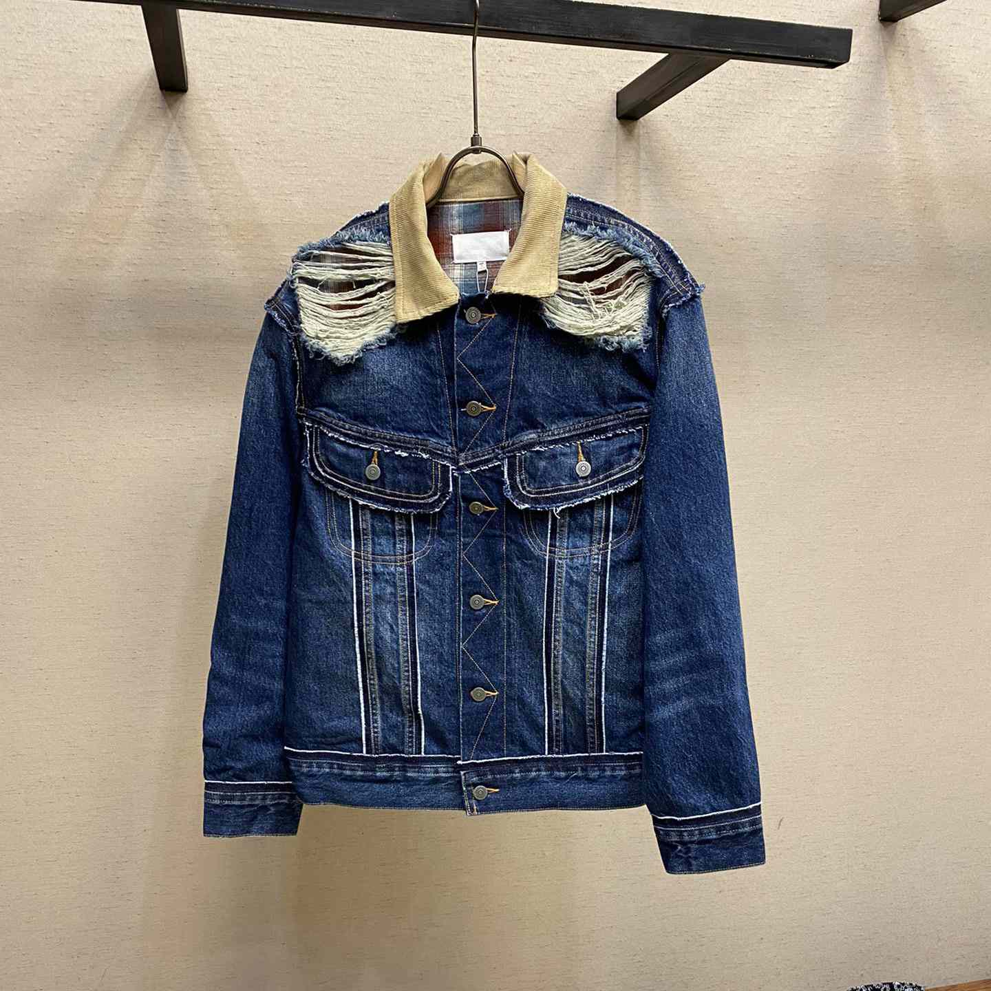 Maison Margiela Ripped-detail Denim Jacket - PerfectKickZ