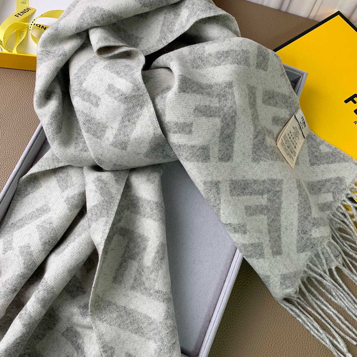 Fendi Pale Grey Cashmere Scarf - PerfectKickZ