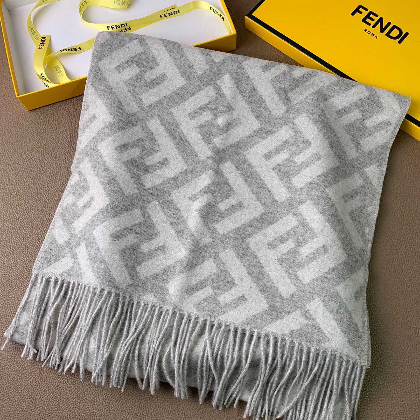 Fendi Pale Grey Cashmere Scarf - PerfectKickZ