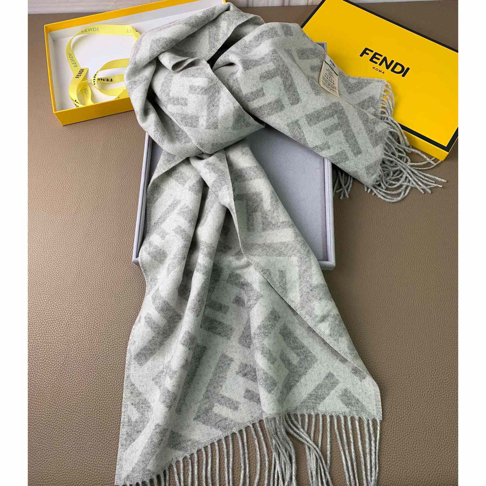 Fendi Pale Grey Cashmere Scarf - PerfectKickZ