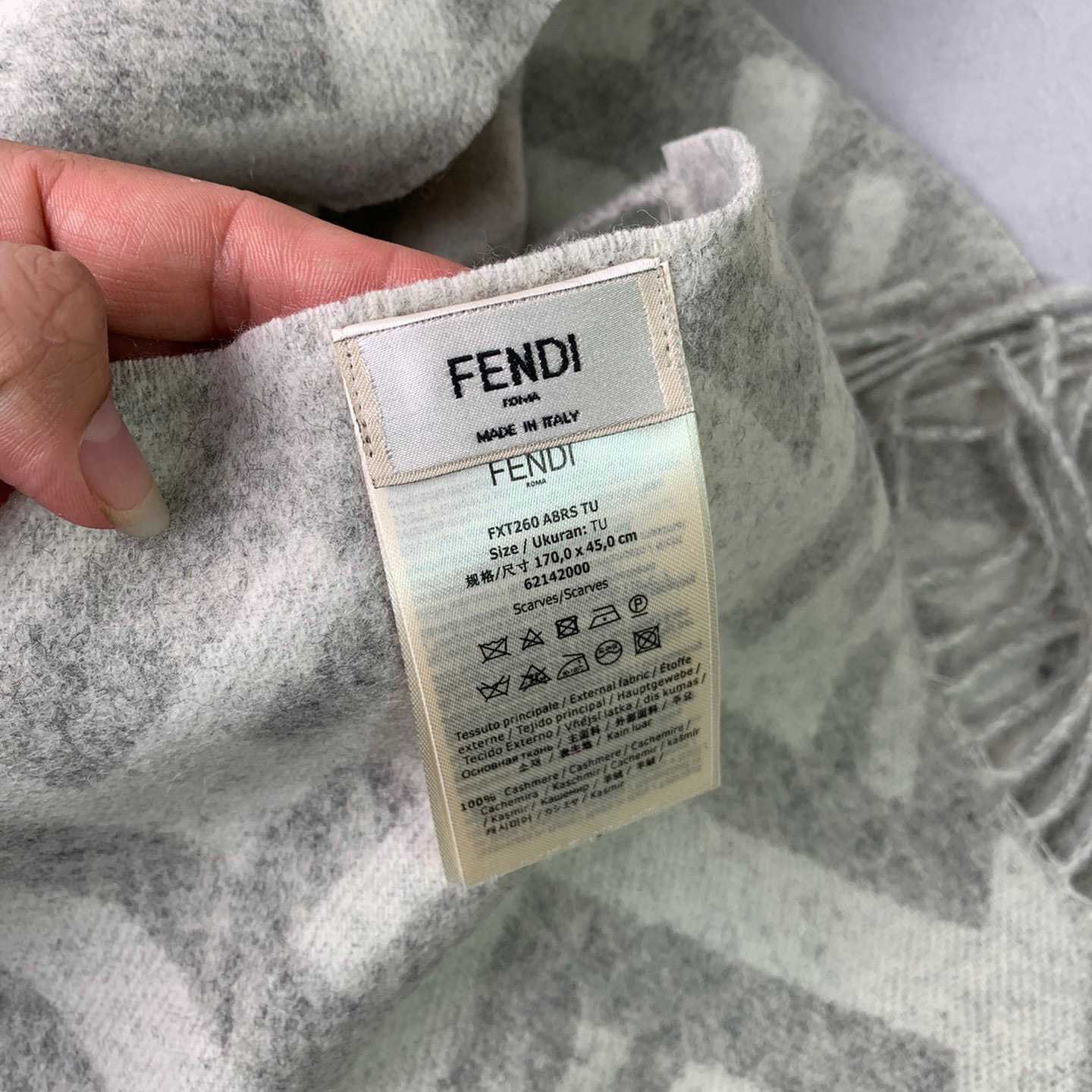 Fendi Pale Grey Cashmere Scarf - PerfectKickZ