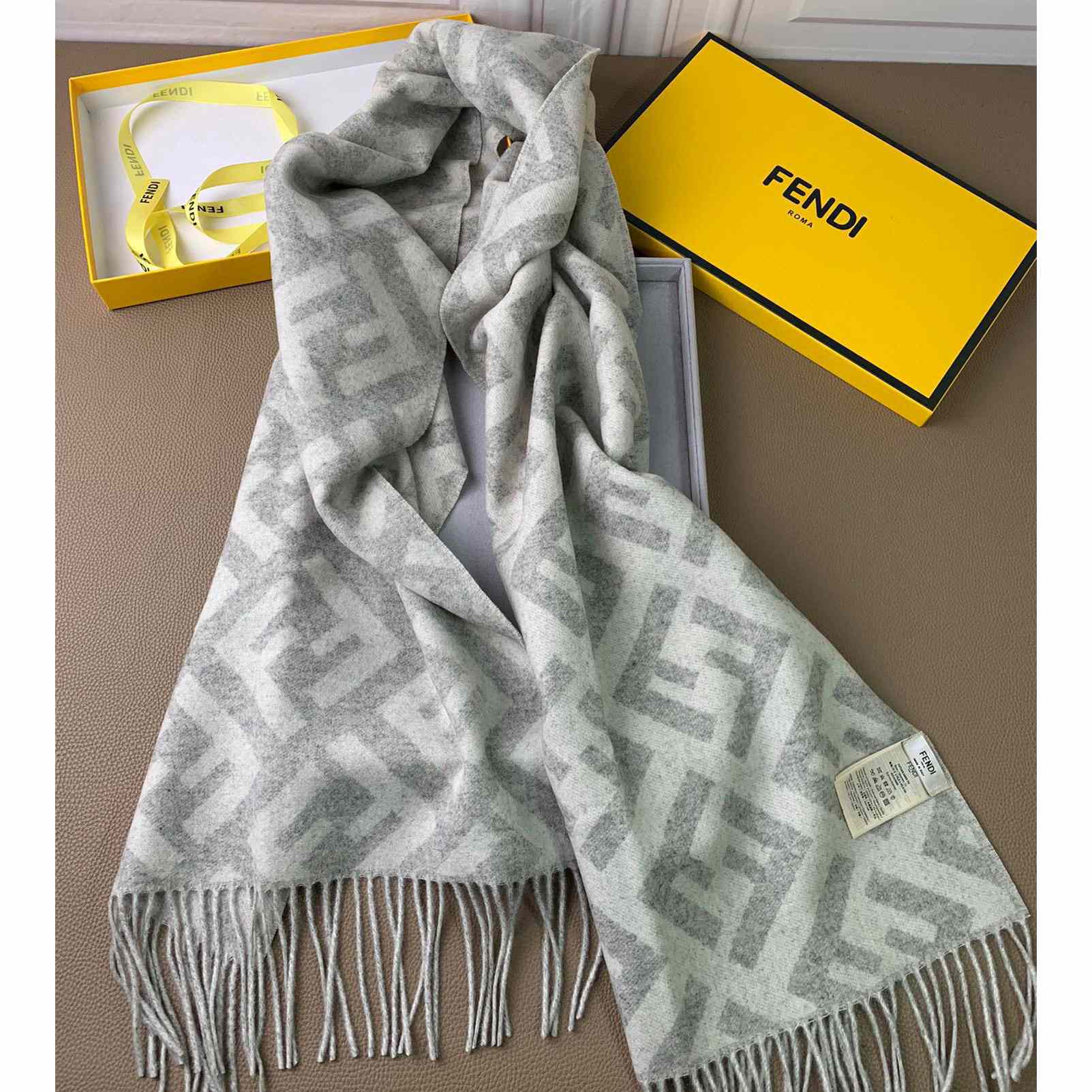 Fendi Pale Grey Cashmere Scarf - PerfectKickZ