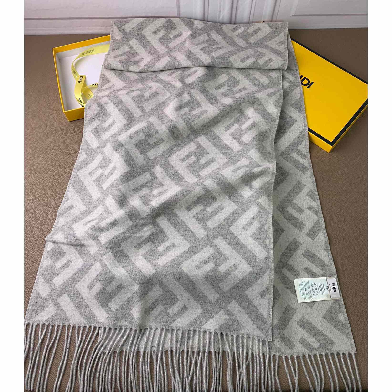 Fendi Pale Grey Cashmere Scarf - PerfectKickZ