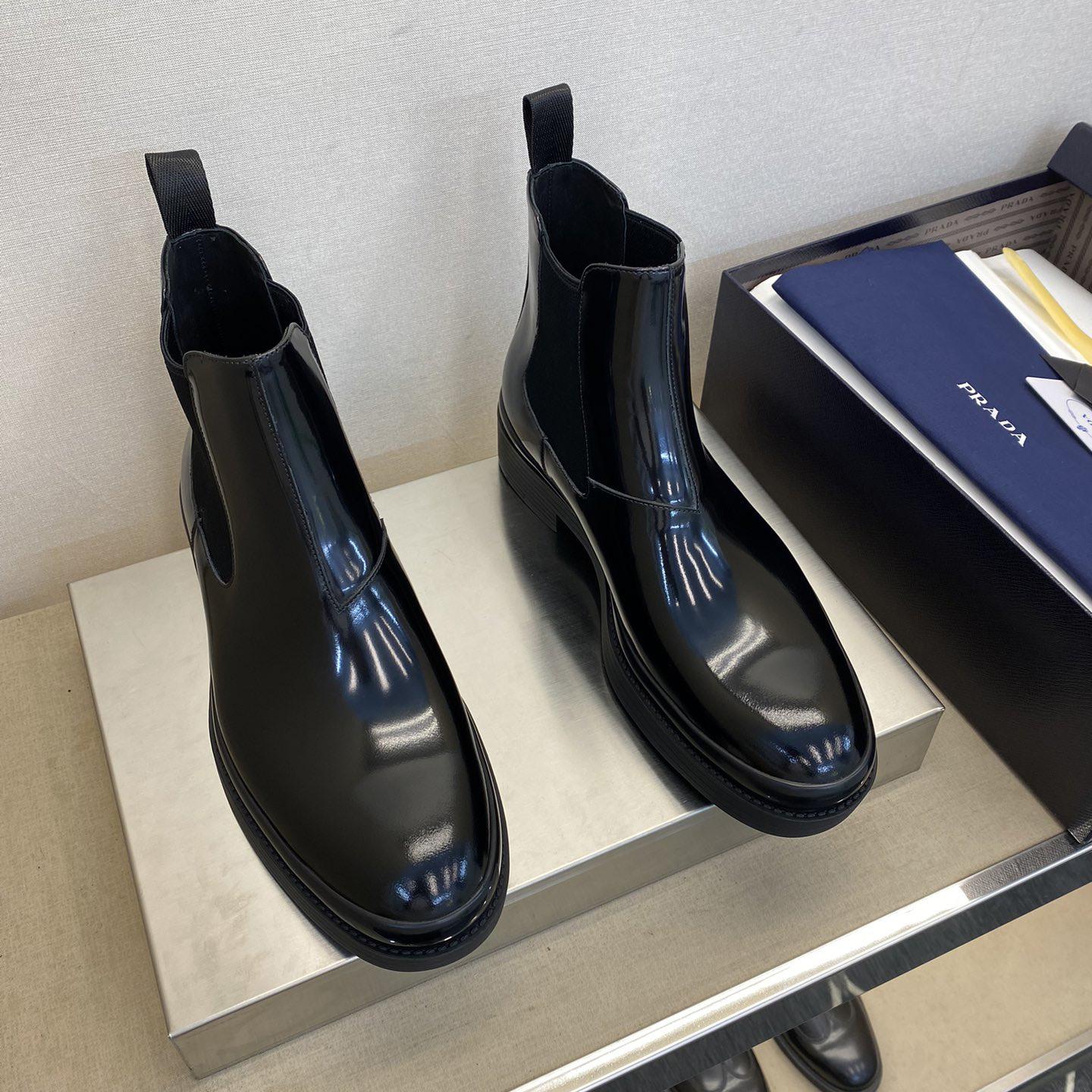 Prada Brushed Leather Chelsea Boots - PerfectKickZ