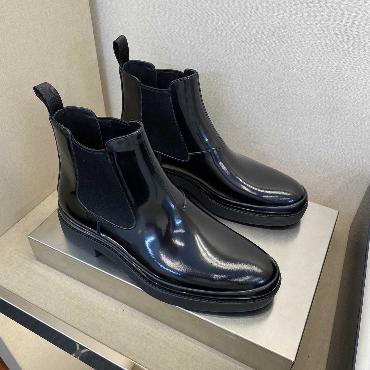 Prada Brushed Leather Chelsea Boots - PerfectKickZ