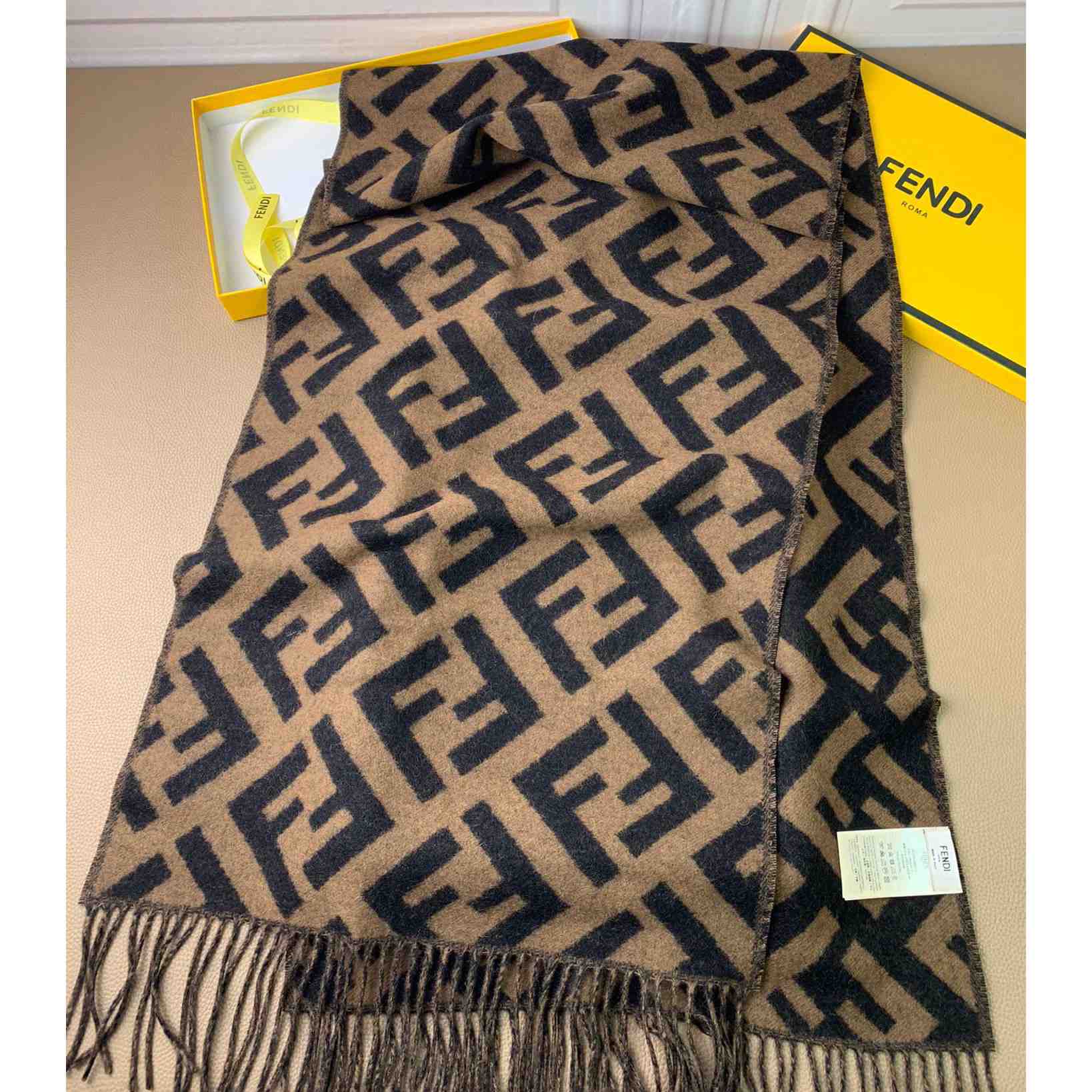 Fendi Brown Cashmere Scarf - PerfectKickZ