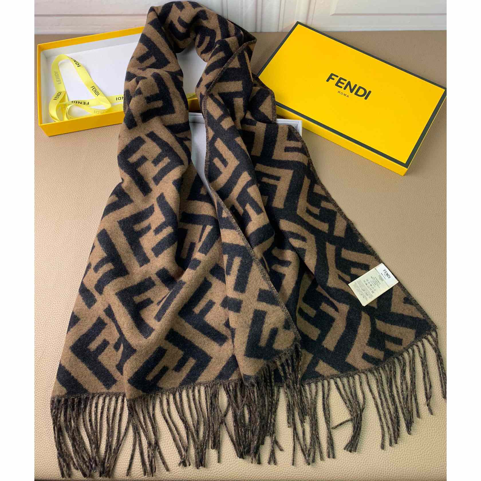 Fendi Brown Cashmere Scarf - PerfectKickZ