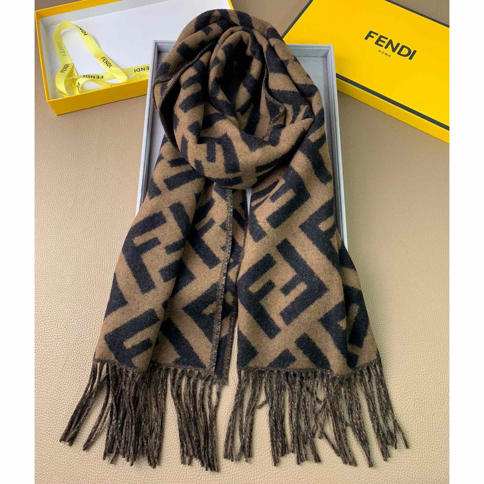 Fendi Brown Cashmere Scarf - PerfectKickZ