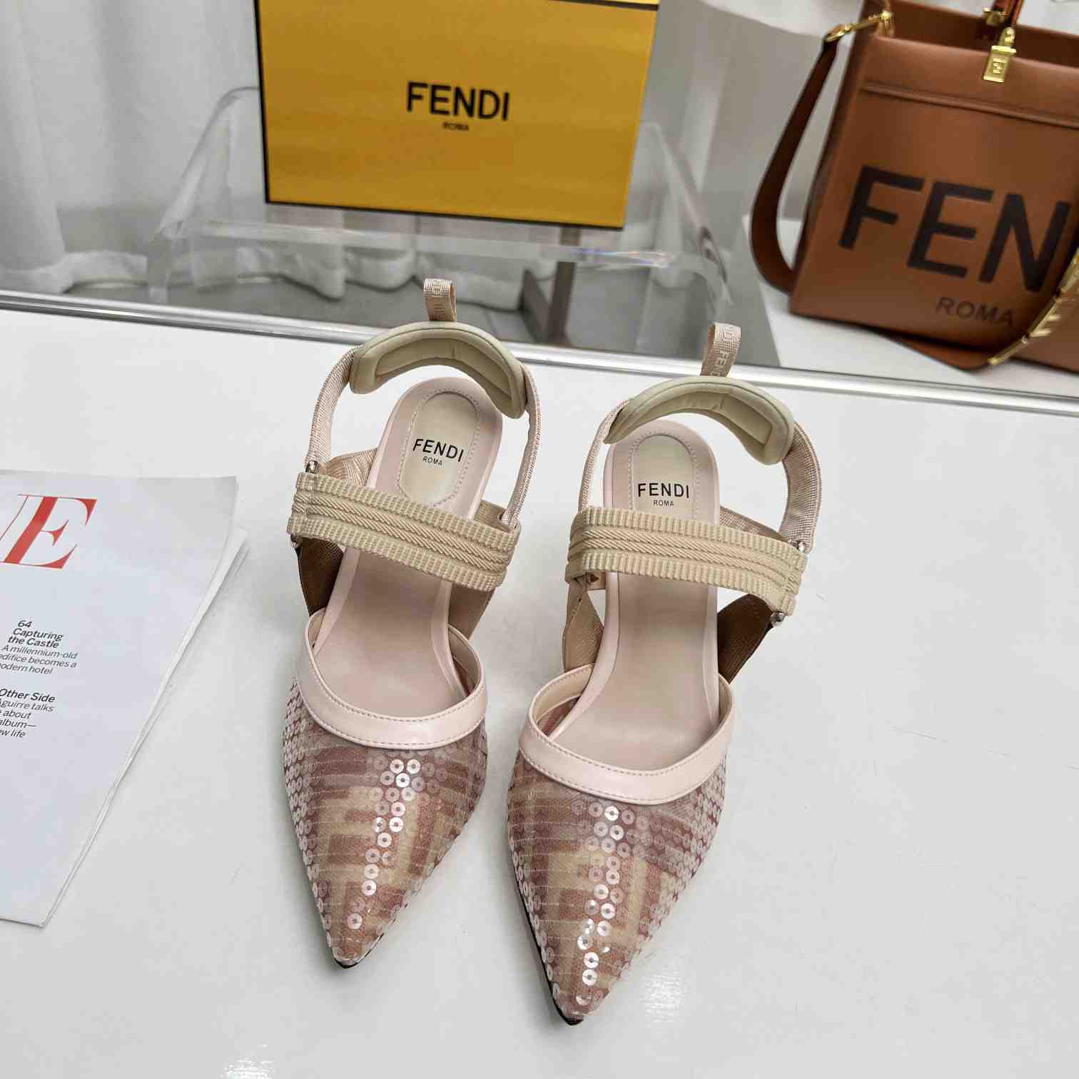 Fendi Colibrì Pink Mesh Medium-heeled Slingbacks - PerfectKickZ
