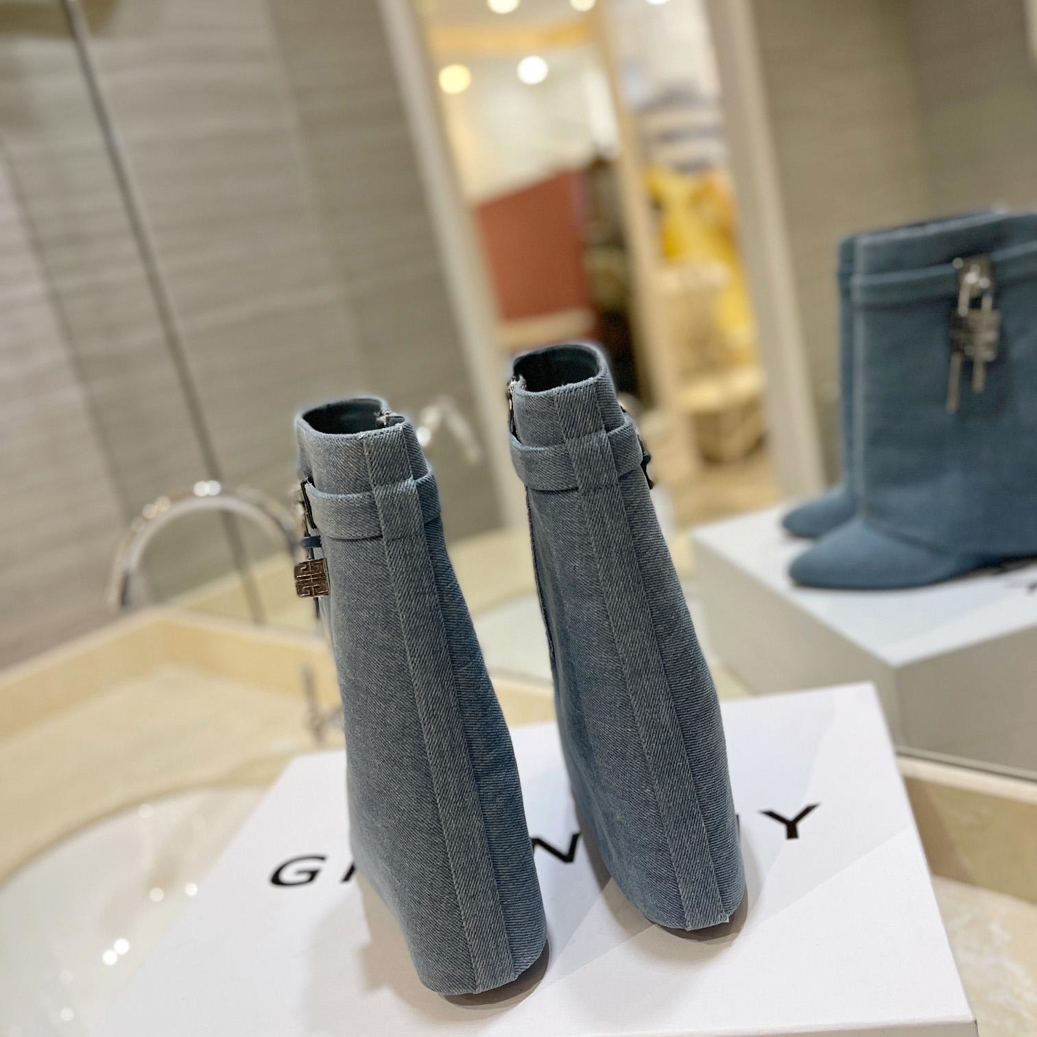 Givenchy Shark Lock Ankle Boots In Denim - PerfectKickZ