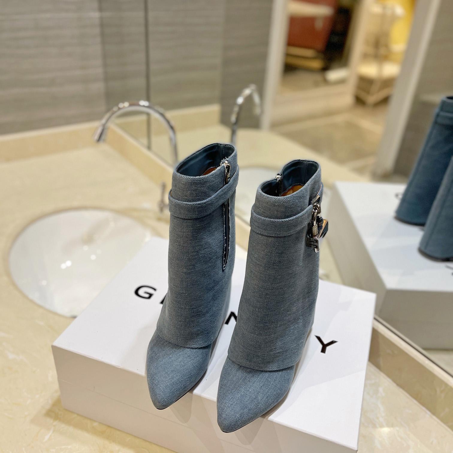 Givenchy Shark Lock Ankle Boots In Denim - PerfectKickZ
