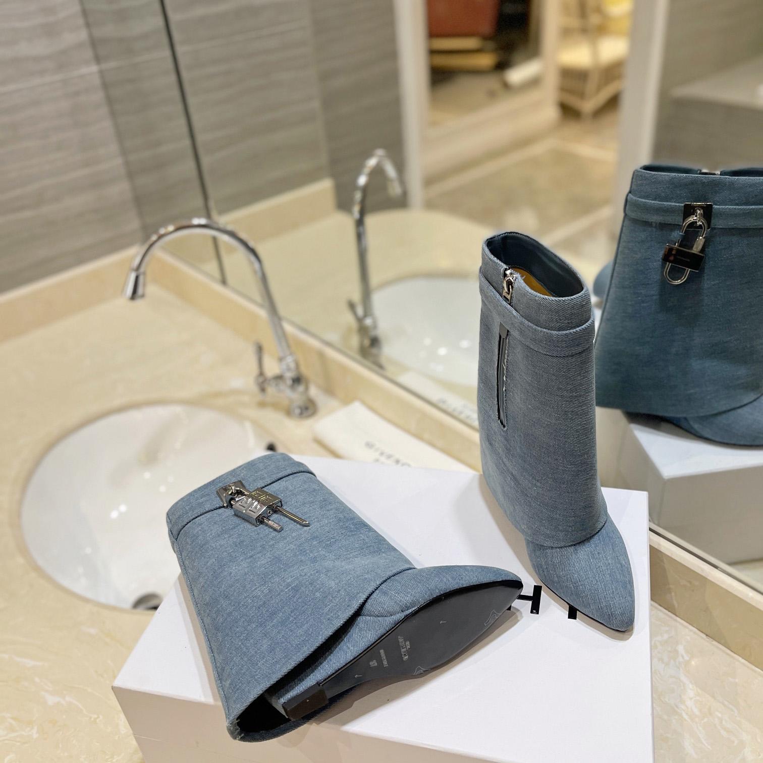 Givenchy Shark Lock Ankle Boots In Denim - PerfectKickZ