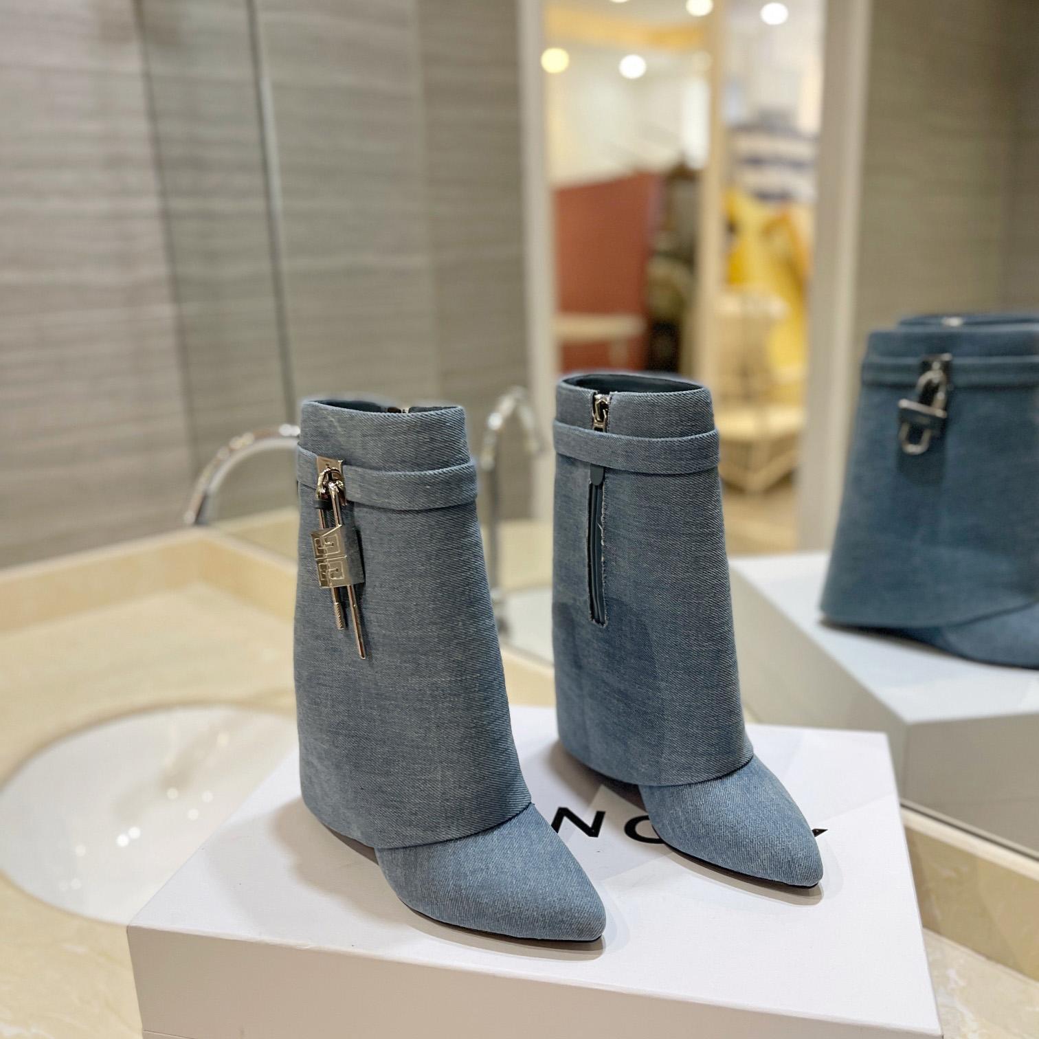 Givenchy Shark Lock Ankle Boots In Denim - PerfectKickZ
