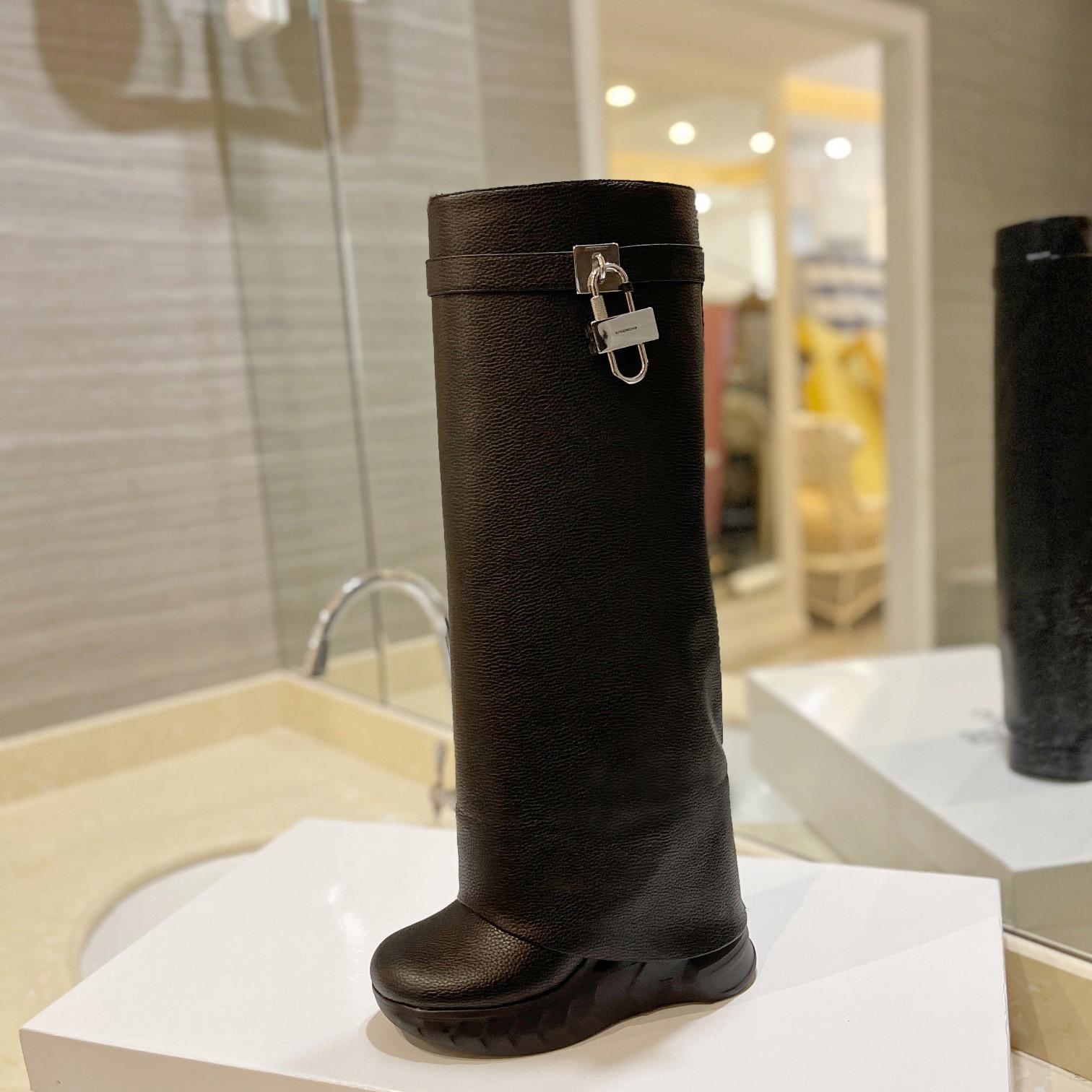 Givenchy Shark Lock Biker Boots In Grained Leather - PerfectKickZ