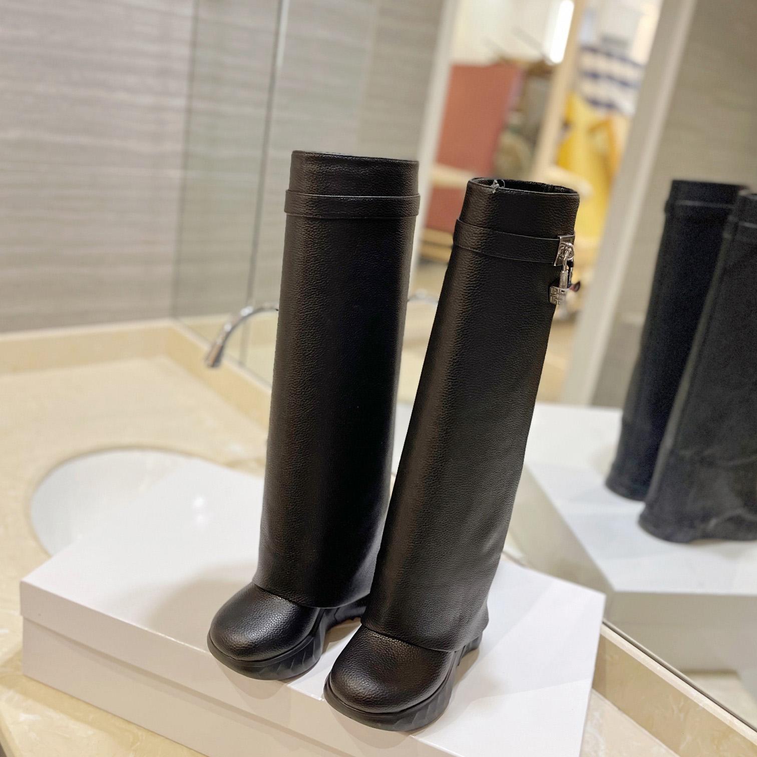 Givenchy Shark Lock Biker Boots In Grained Leather - PerfectKickZ