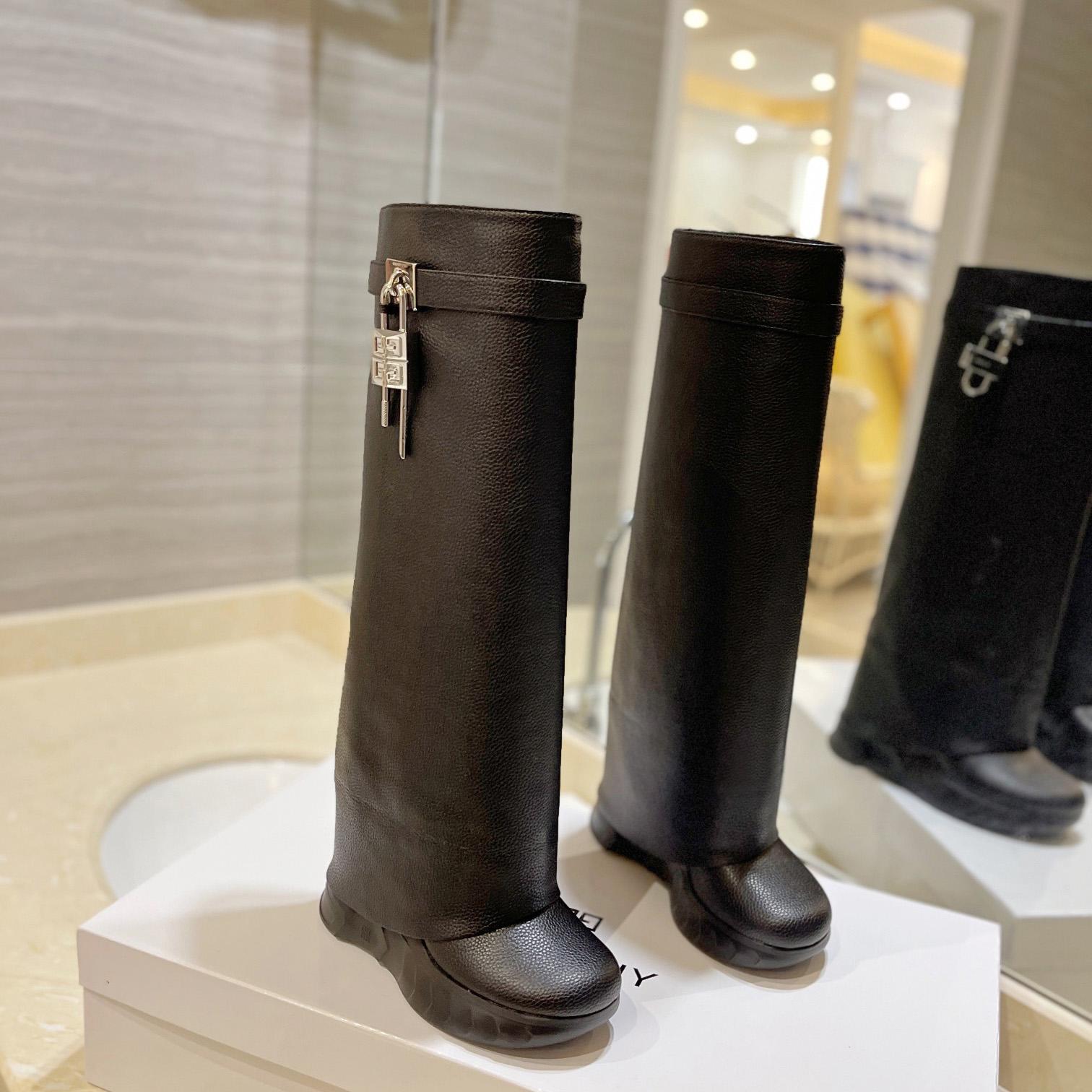 Givenchy Shark Lock Biker Boots In Grained Leather - PerfectKickZ