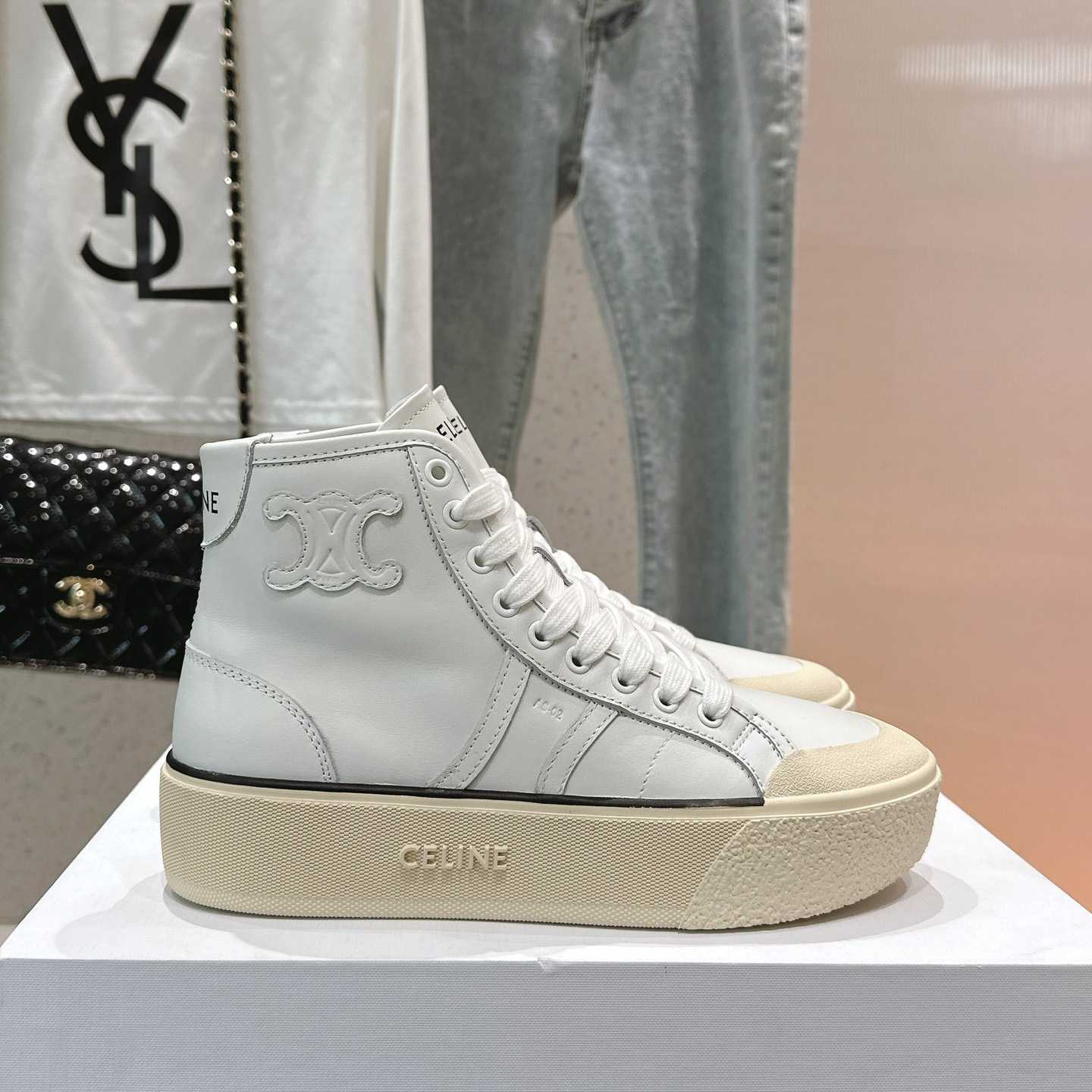 Celine AS-02 Mid Low Lace-up Celine Alan Sneakers With Triomphe Patch In Calfskin - PerfectKickZ