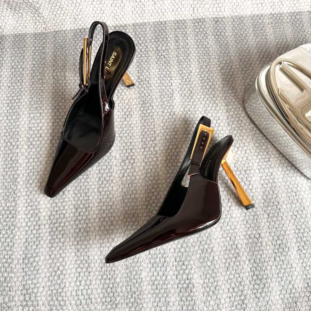 Saint Laurent Lee Slingback Pumps In Patent Leather - PerfectKickZ