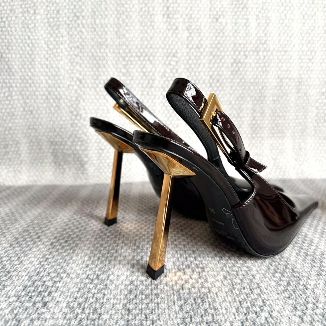 Saint Laurent Lee Slingback Pumps In Patent Leather - PerfectKickZ