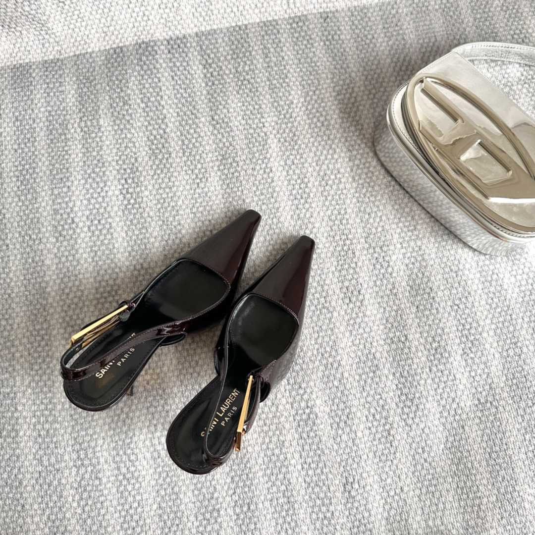 Saint Laurent Lee Slingback Pumps In Patent Leather - PerfectKickZ