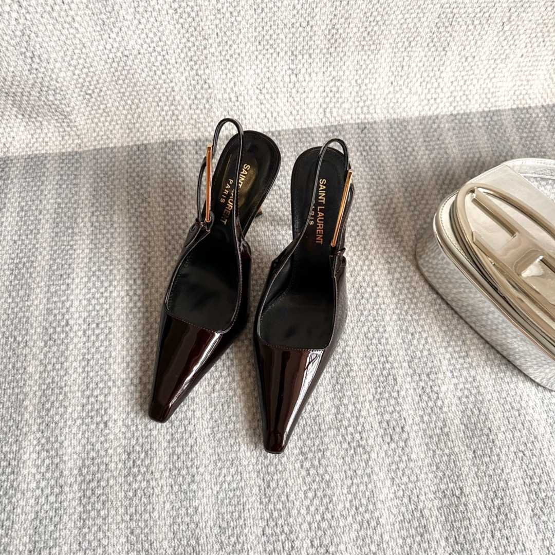 Saint Laurent Lee Slingback Pumps In Patent Leather - PerfectKickZ