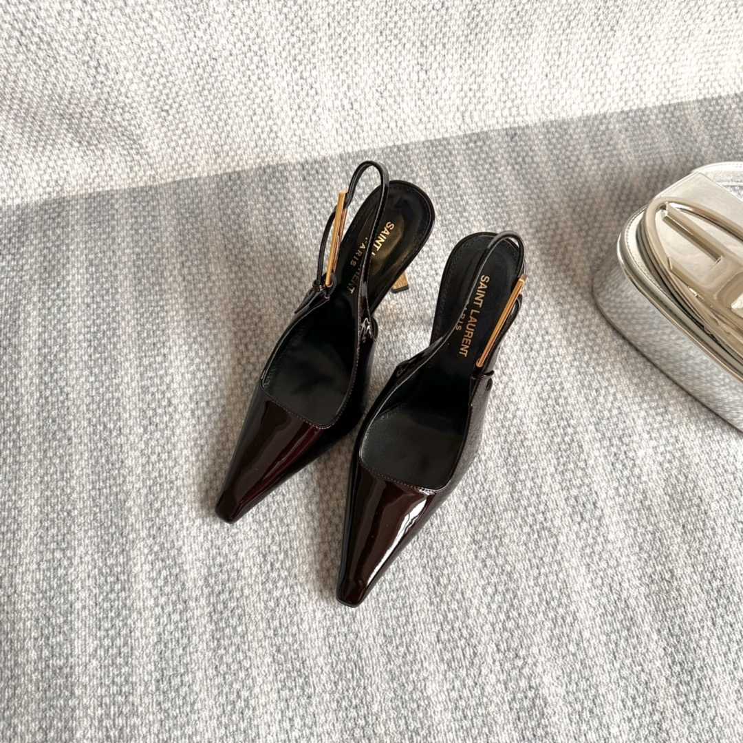 Saint Laurent Lee Slingback Pumps In Patent Leather - PerfectKickZ